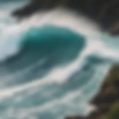 An aerial view of a hidden cove with perfect waves