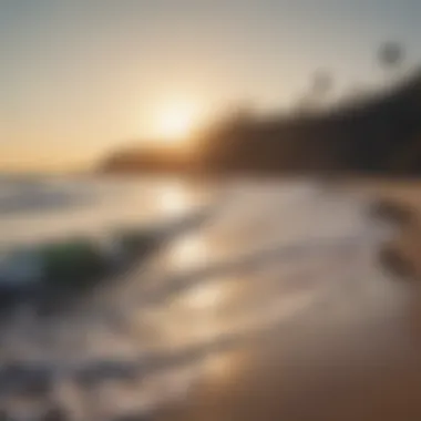 Nature's Calm and Mental Well-being Tranquil beach landscape at sunset
