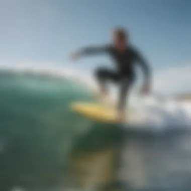 A group of eco-conscious surfers engaging in beach cleanup, embodying environmental awareness