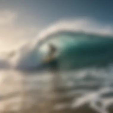 Skimboarding environment showcasing waves and beach