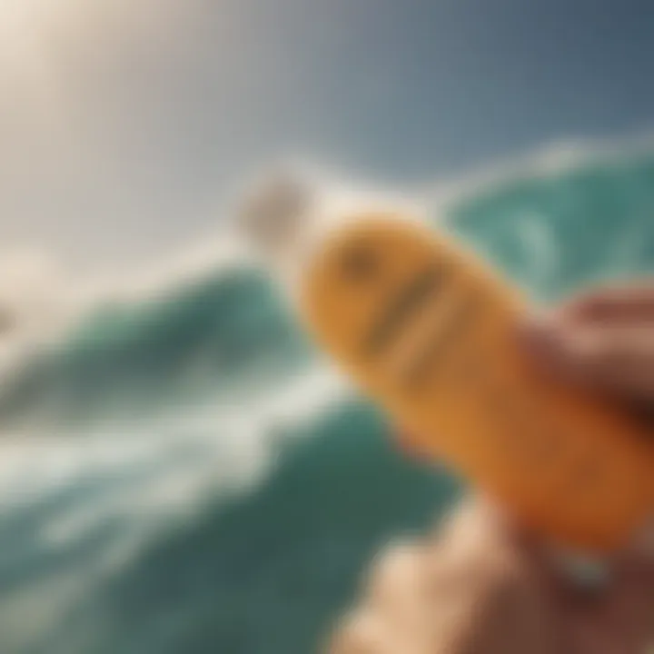 Close-up of Tropicsport sunscreen ingredients list highlighting natural components