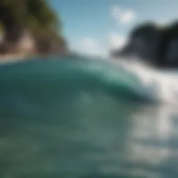 Pristine surf waves at Tulum beach