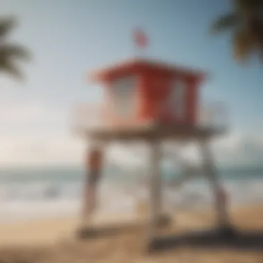 Lifeguard station overlooking the beach, emphasizing the role of lifeguards in beach safety.