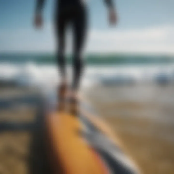 Close-up of surfboard fins and tail shape