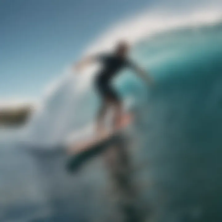 Surfer riding a wave on an ideal board