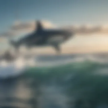 Electromagnetic Fields in Shark Deterrence Visual representation of electromagnetic fields used in shark repellent technology.