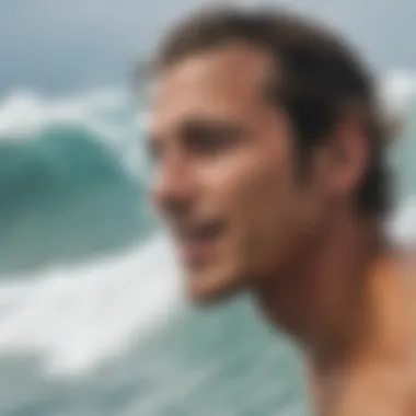 Surfer Experiencing Water in the Ear A surfer enjoying the waves with water splashing around