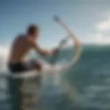 Surfer executing slingshot maneuver