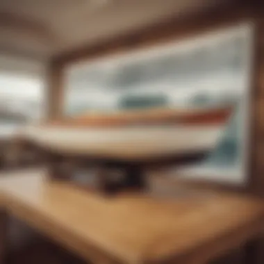 Historical surf boats on display at a surfing museum