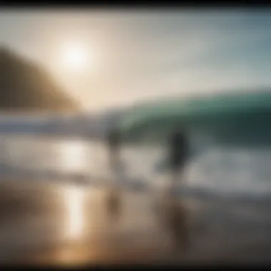 Surfers observing wind conditions before heading out