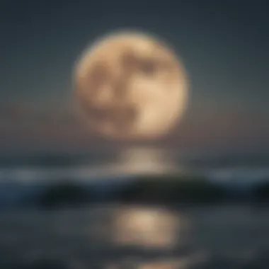 A serene ocean view under a full moon reflecting on the water