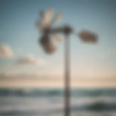 Wind Vane by the Water Wind vane indicating wind direction near the ocean