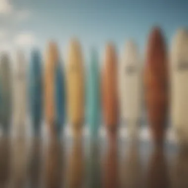 A surfboard display showcasing unique designs