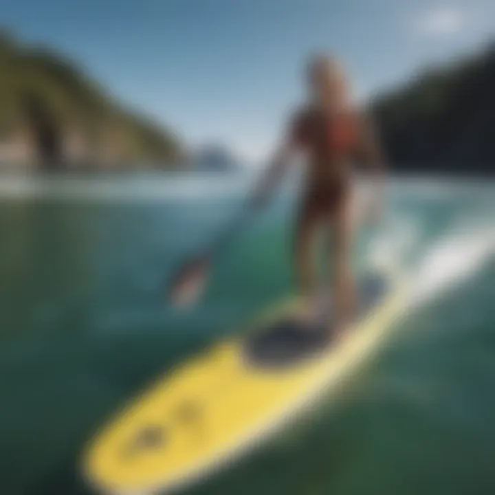 Vibrant Voltsurf paddle board on calm waters