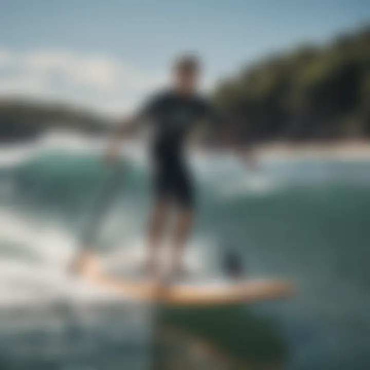 Surfer demonstrating skills on a Voltsurf paddle board