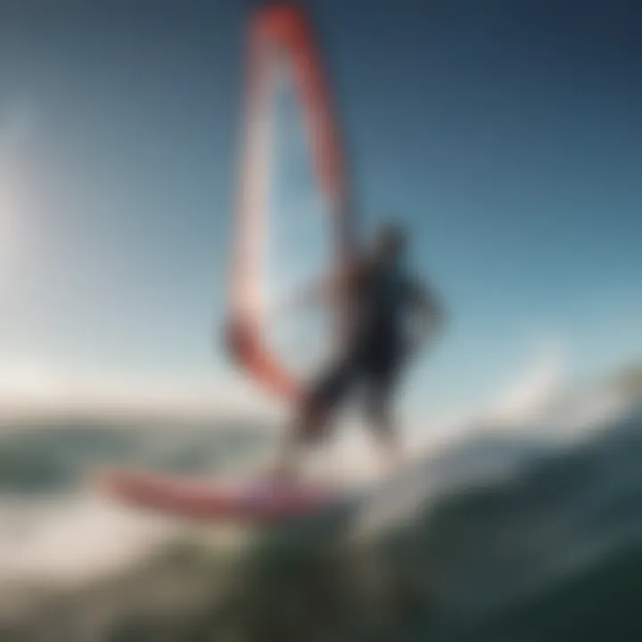 Dynamic action shot of windsurfing in strong winds